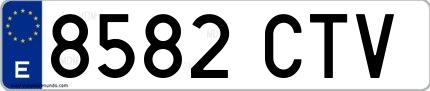 Ejemplo de matrícula española 8582 CTV