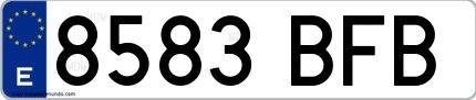 Ejemplo de matrícula española 8583 BFB