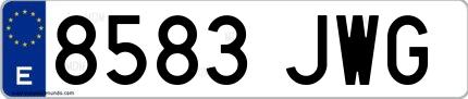 Ejemplo de matrícula española 8583 JWG
