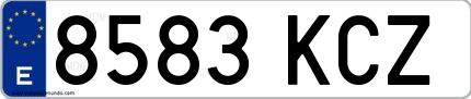 Ejemplo de matrícula española 8583 KCZ