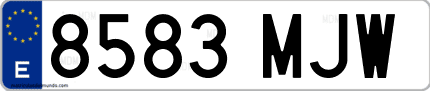 Ejemplo de matrícula de coche ordinaria 8583 MJW