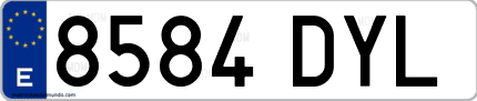 Ejemplo de matrícula de coche ordinaria 8584 DYL