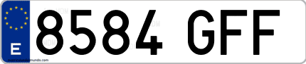 Ejemplo de matrícula de coche ordinaria 8584 GFF