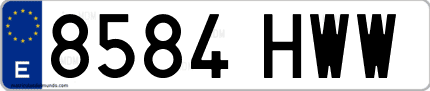 Ejemplo de matrícula de coche ordinaria 8584 HWW