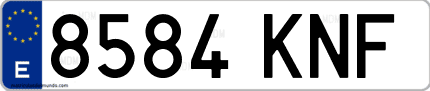Ejemplo de matrícula de coche ordinaria 8584 KNF