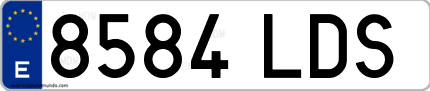 Ejemplo de matrícula de coche ordinaria 8584 LDS