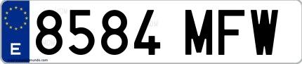 Ejemplo de matrícula española 8584 MFW