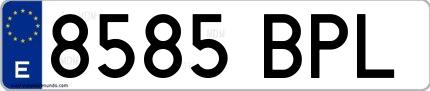 Ejemplo de matrícula española 8585 BPL