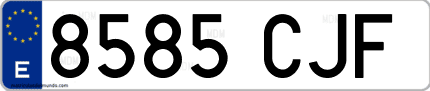 Ejemplo de matrícula de coche ordinaria 8585 CJF