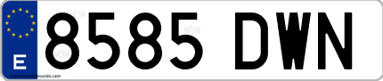 Ejemplo de matrícula de coche ordinaria 8585 DWN
