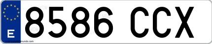 Ejemplo de matrícula española 8586 CCX