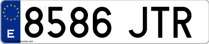 Ejemplo de matrícula de coche ordinaria 8586 JTR