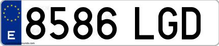 Ejemplo de matrícula de coche ordinaria 8586 LGD
