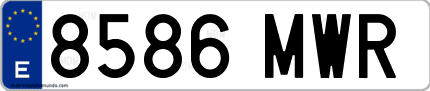 Ejemplo de matrícula de coche ordinaria 8586 MWR