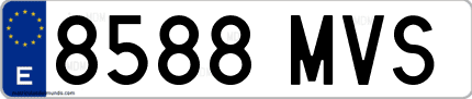 Ejemplo de matrícula de coche ordinaria 8588 MVS