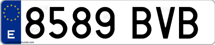 Ejemplo de matrícula de coche ordinaria 8589 BVB