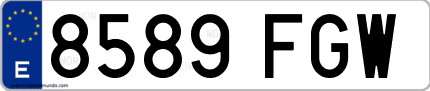 Ejemplo de matrícula de coche ordinaria 8589 FGW