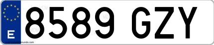 Ejemplo de matrícula española 8589 GZY