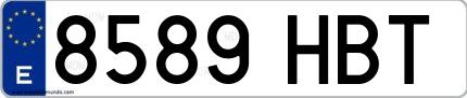 Ejemplo de matrícula española 8589 HBT