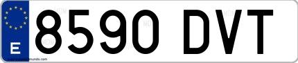 Ejemplo de matrícula española 8590 DVT