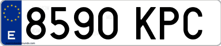 Ejemplo de matrícula de coche ordinaria 8590 KPC