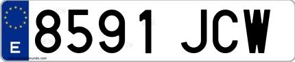 Ejemplo de matrícula española 8591 JCW