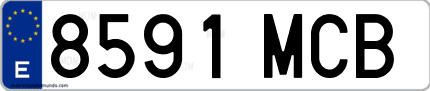 Ejemplo de matrícula de coche ordinaria 8591 MCB