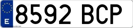 Ejemplo de matrícula española 8592 BCP