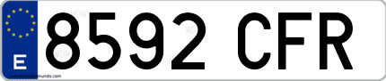 Ejemplo de matrícula de coche ordinaria 8592 CFR