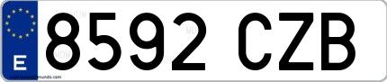 Ejemplo de matrícula española 8592 CZB