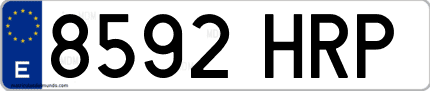 Ejemplo de matrícula de coche ordinaria 8592 HRP