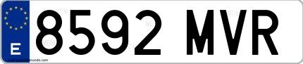 Ejemplo de matrícula española 8592 MVR