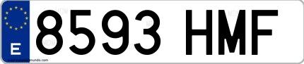 Ejemplo de matrícula española 8593 HMF