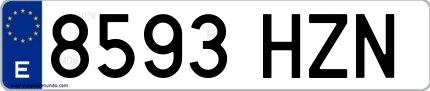 Ejemplo de matrícula española 8593 HZN