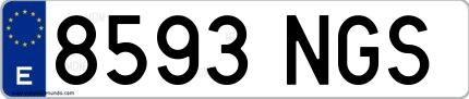 Ejemplo de matrícula española 8593 NGS