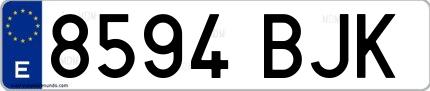 Ejemplo de matrícula española 8594 BJK