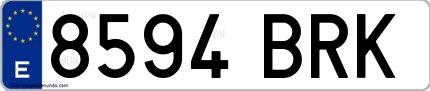 Ejemplo de matrícula española 8594 BRK