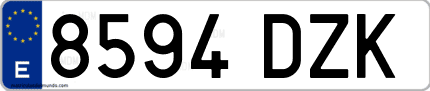 Ejemplo de matrícula de coche ordinaria 8594 DZK