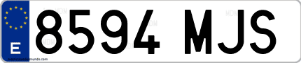 Ejemplo de matrícula de coche ordinaria 8594 MJS
