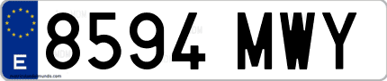 Ejemplo de matrícula de coche ordinaria 8594 MWY