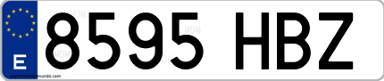 Ejemplo de matrícula de coche ordinaria 8595 HBZ