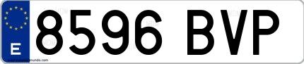 Ejemplo de matrícula española 8596 BVP
