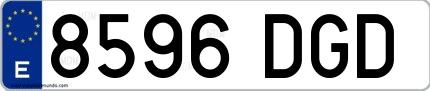 Ejemplo de matrícula española 8596 DGD