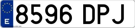 Ejemplo de matrícula española 8596 DPJ