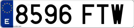 Ejemplo de matrícula española 8596 FTW