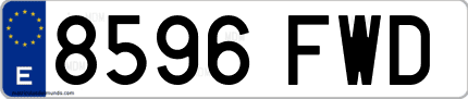 Ejemplo de matrícula de coche ordinaria 8596 FWD