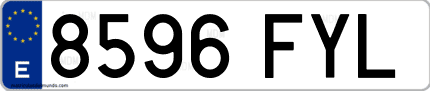 Ejemplo de matrícula de coche ordinaria 8596 FYL