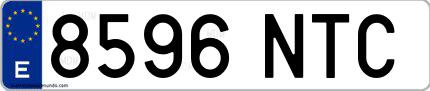 Ejemplo de matrícula española 8596 NTC
