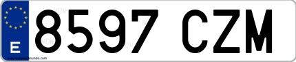 Ejemplo de matrícula española 8597 CZM