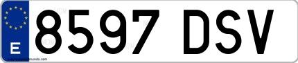 Ejemplo de matrícula española 8597 DSV